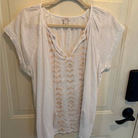 J. Crew White and Cream Embroidered Blouse size M - Picture 2 of 4
